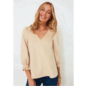 TUCKERNUCK Bone Suede Easton Blouse Swing Top Size S